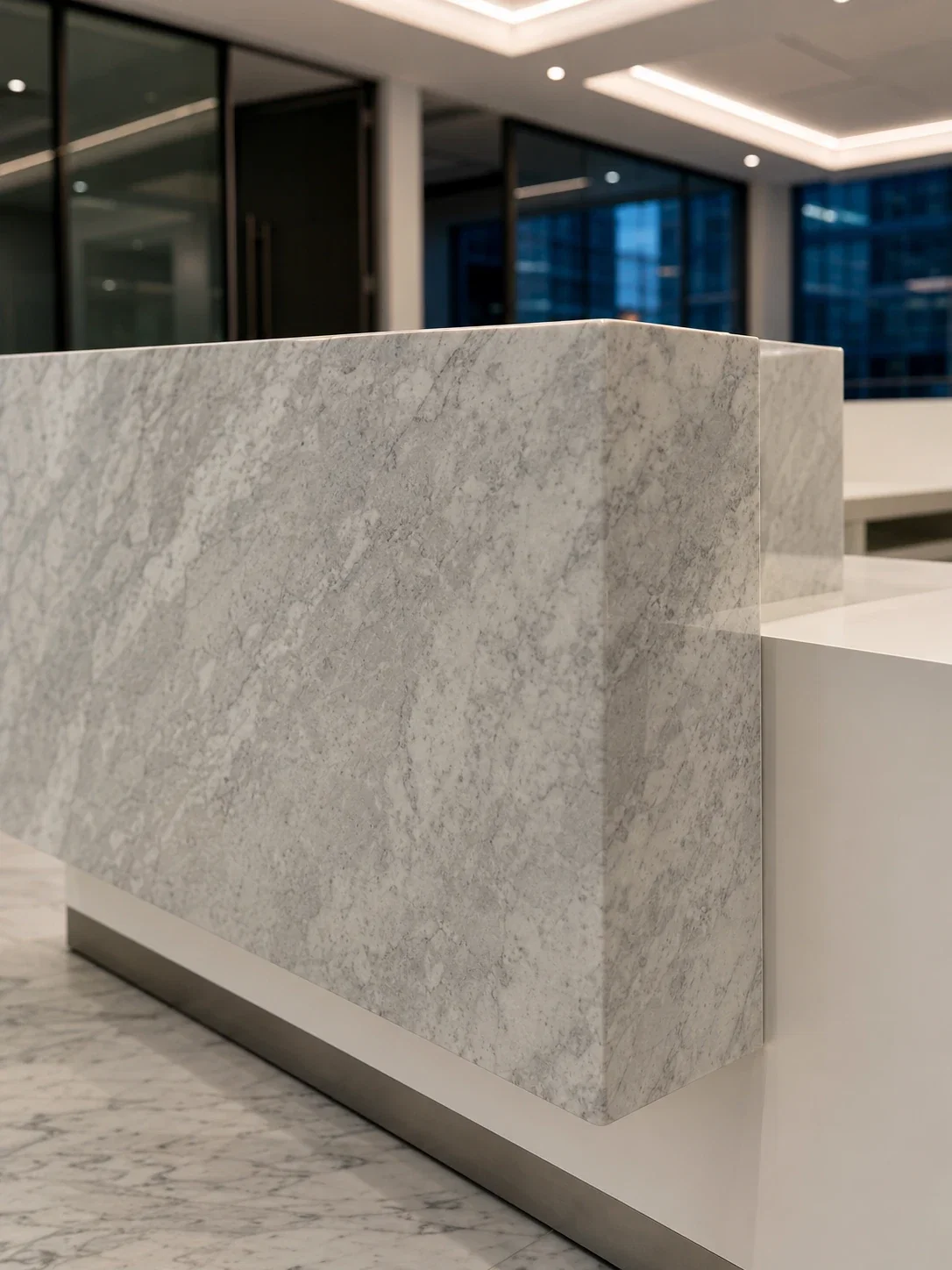 Mitered marble corner edge detail