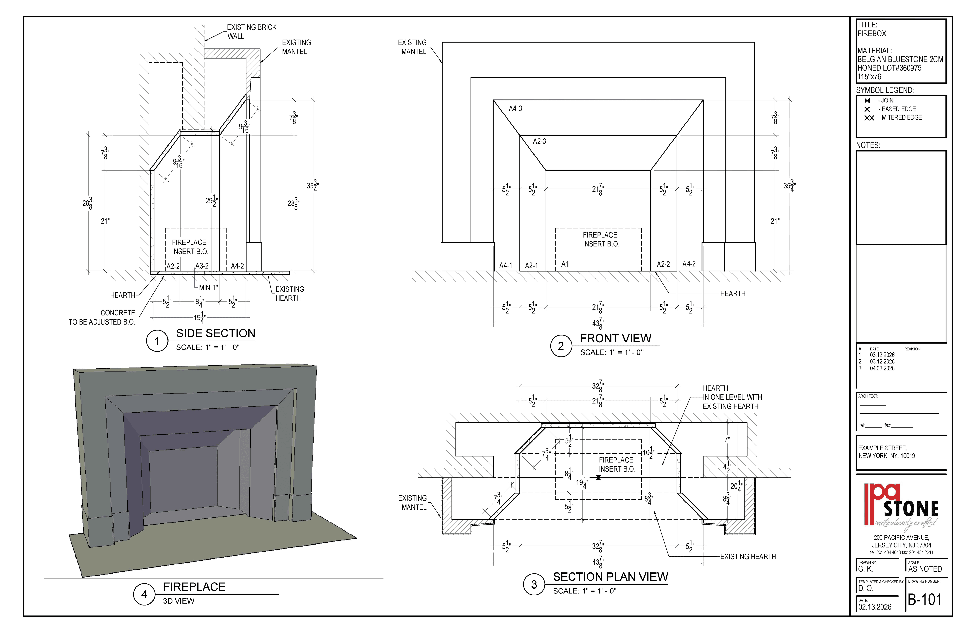 West 57th Street — Fireplace blueprint